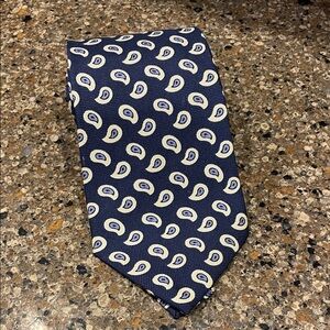 Polo Ralph Lauren Mens Silk Necktie Blue Paisley Print Neck Tie Vintage 90’s USA
